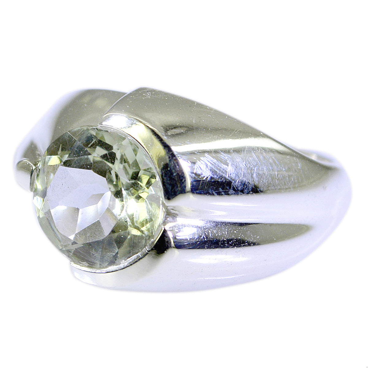 Anillo solitario de amatista verde indio en plata 92.5 con gemas verdes, versátil y glamoroso. Imagen secundaria del producto