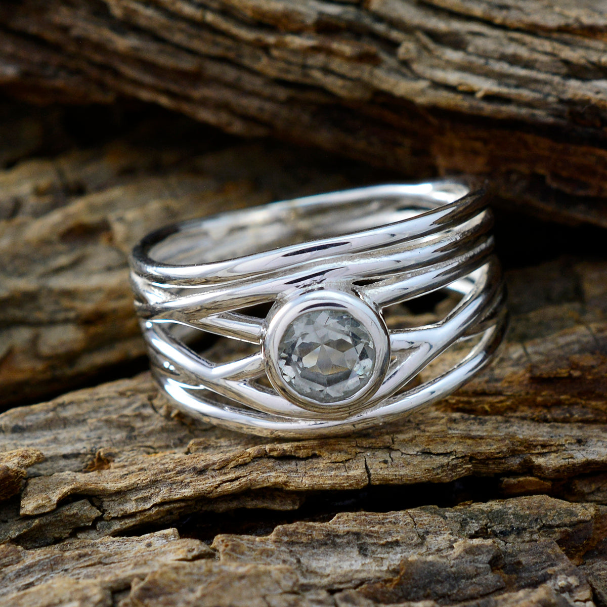 Green Amethyst Solitaire Mexican 925 Sterling Silver Green Gemstones Eye catching Rope Wire Band Jewellery