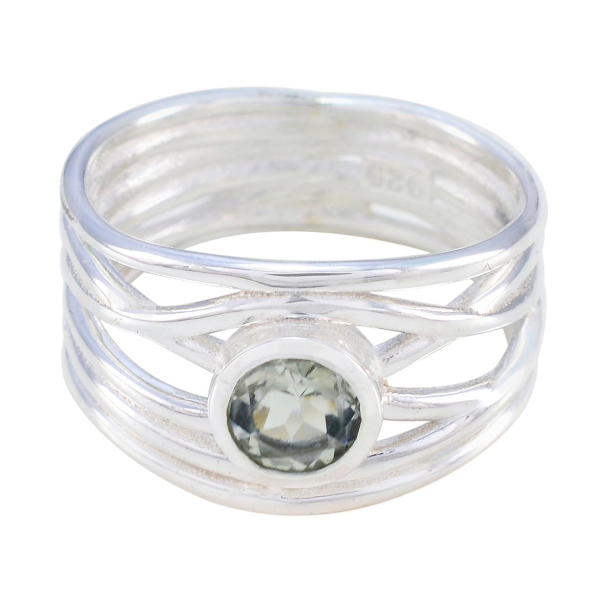 Green Amethyst Solitaire Mexican 925 Sterling Silver Green Gemstones Eye catching Rope Wire Band Jewellery Hoofdafbeelding