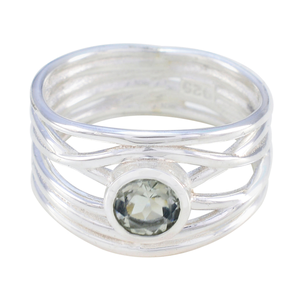 Green Amethyst Solitaire Mexican 925 Sterling Silver Green Gemstones Eye catching Rope Wire Band Jewellery