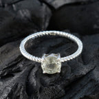 Green Amethyst Solitaire American Sterling Silver Green Gems Delicate Twist Ring Jewelry