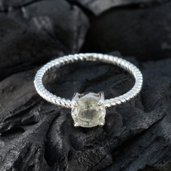 Green Amethyst Solitaire American Sterling Silver Green Gems Delicate Twist Ring Jewelry