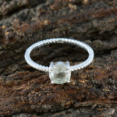 Green Amethyst Solitaire American Sterling Silver Green Gems Delicate Twist Ring Jewelry