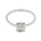 Green Amethyst Solitaire American Sterling Silver Green Gems Delicate Twist Ring Jewelry