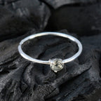 Green Amethyst Solitaire Korean Silver Green Gemstones Minimalist Graceful Ring Jewelry