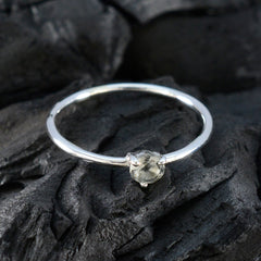 Green Amethyst Solitaire Korean Silver Green Gemstones Minimalist Graceful Ring Jewelry