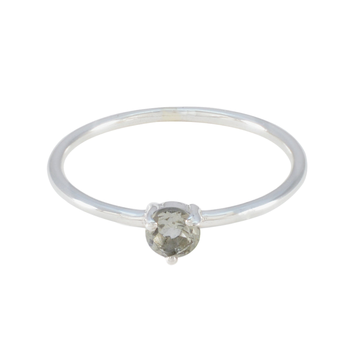 Green Amethyst Solitaire Korean Silver Green Gemstones Minimalist Graceful Ring Jewelry