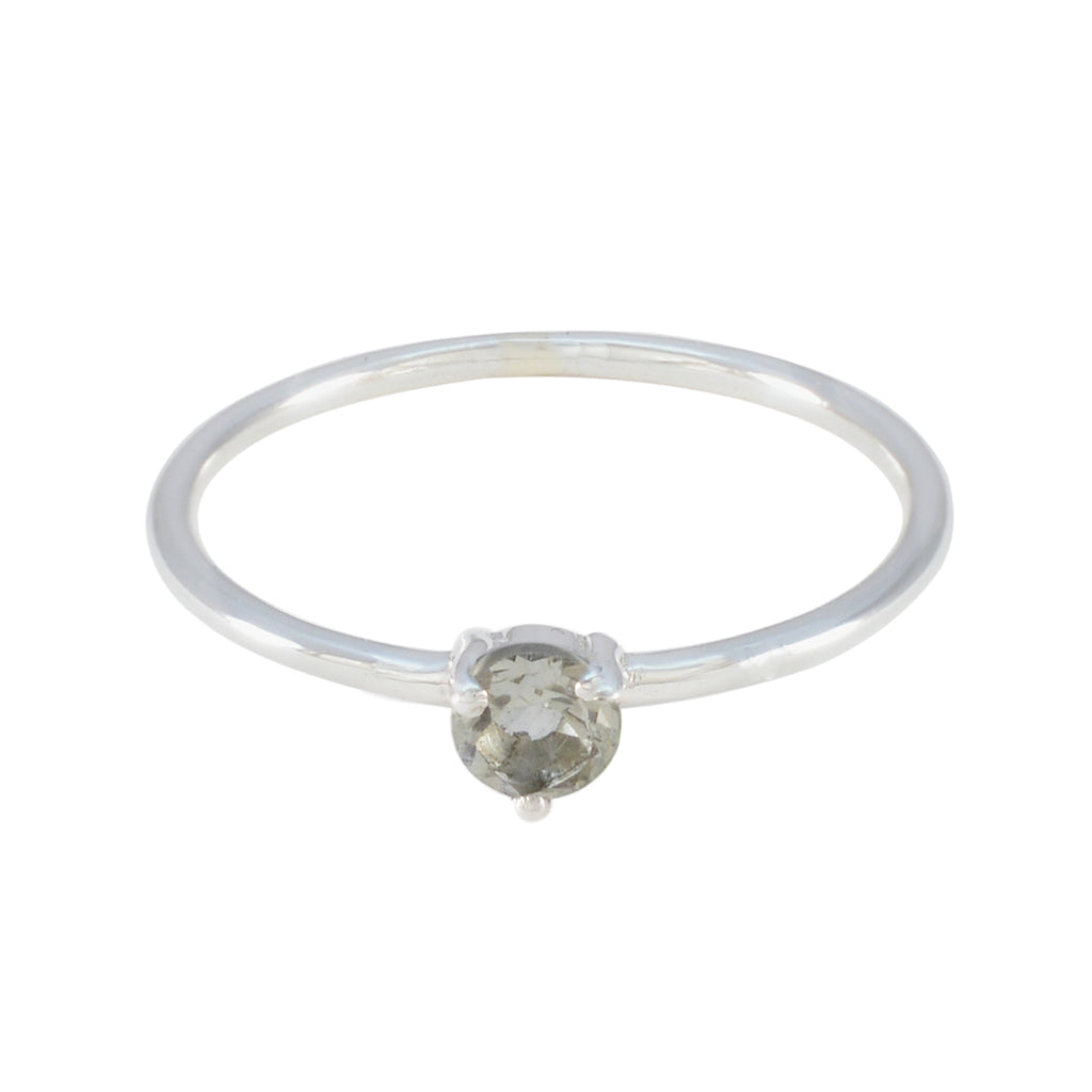 Green Amethyst Solitaire Korean Silver Green Gemstones Minimalist Graceful Ring Jewelry