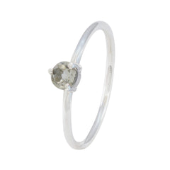 Green Amethyst Solitaire Korean Silver Green Gemstones Minimalist Graceful Ring Jewelry