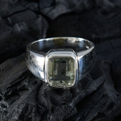 Green Amethyst Solitaire French 925 Silver Green Gems Eye catching Contemporary Ring Jewellery