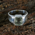 Green Amethyst Solitaire French 925 Silver Green Gems Eye catching Contemporary Ring Jewellery