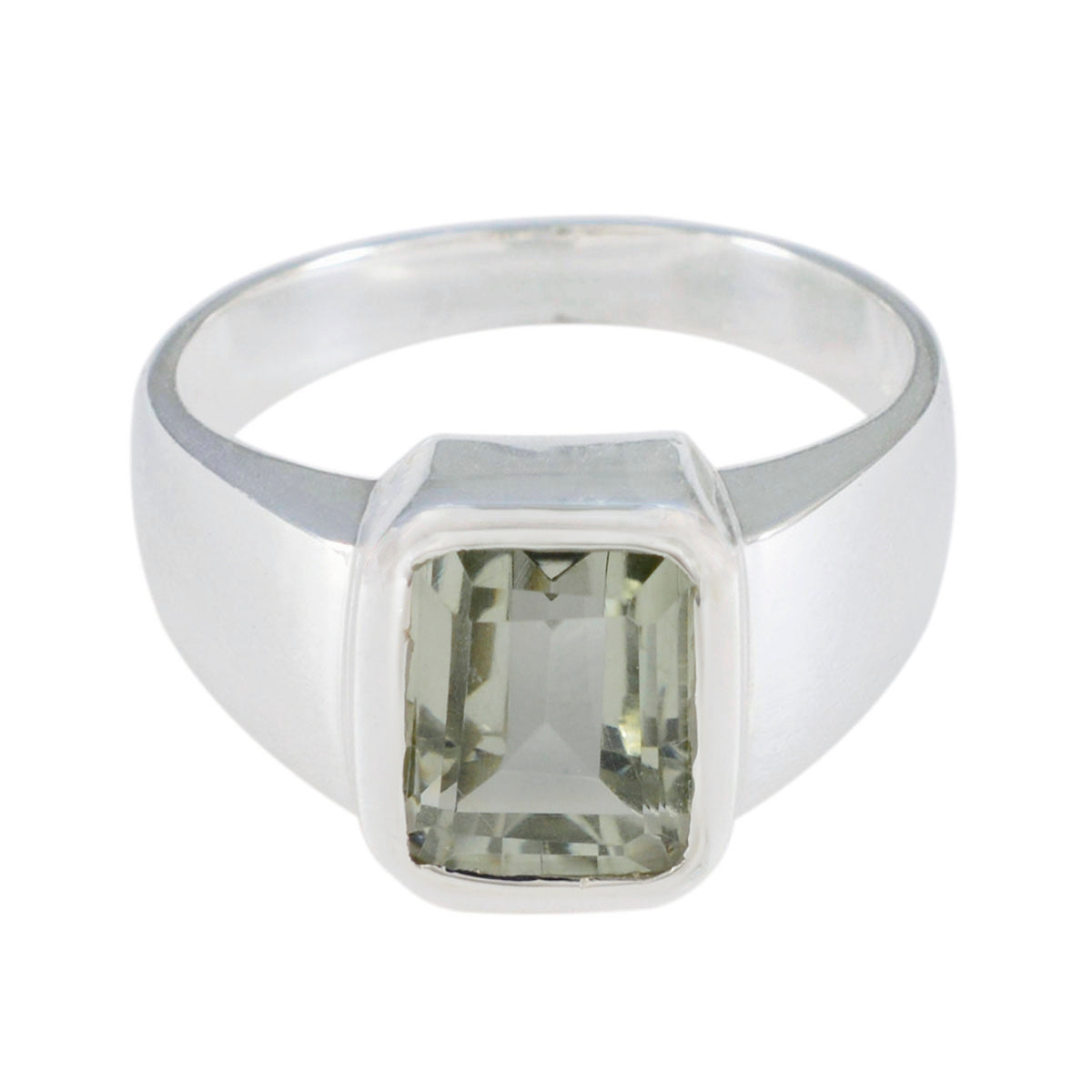 Green Amethyst Solitaire French 925 Silver Green Gems Eye catching Contemporary Ring Jewellery Huvudsaklig produktbild
