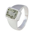 Green Amethyst Solitaire French 925 Silver Green Gems Eye catching Contemporary Ring Jewellery