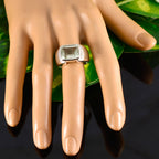 Green Amethyst Solitaire French 925 Sterling Silver Green Gemstones Essential  Abstract Ring Jewelry