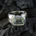 Green Amethyst Solitaire French 925 Sterling Silver Green Gemstones Essential  Abstract Ring Jewelry