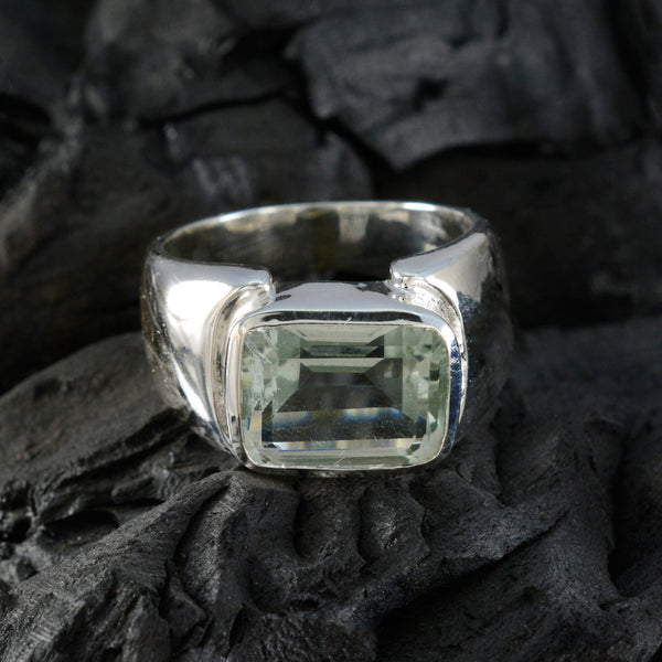 Green Amethyst Solitaire French 925 Sterling Silver Green Gemstones Essential  Abstract Ring Jewelry