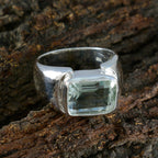 Green Amethyst Solitaire French 925 Sterling Silver Green Gemstones Essential  Abstract Ring Jewelry