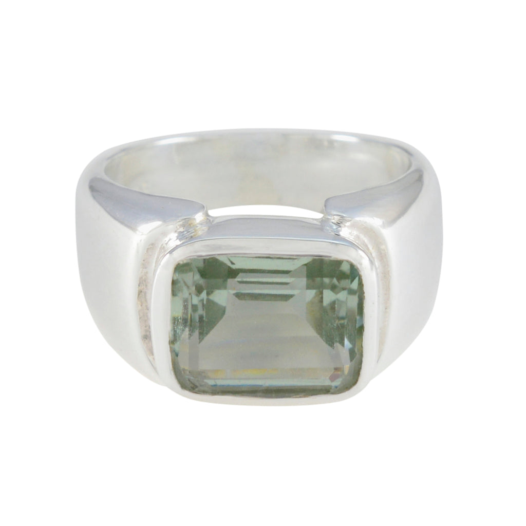 Green Amethyst Solitaire French 925 Sterling Silver Green Gemstones Essential  Abstract Ring Jewelry