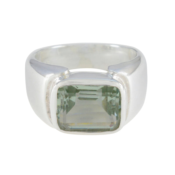 Green Amethyst Solitaire French 925 Sterling Silver Green Gemstones Essential  Abstract Ring Jewelry
