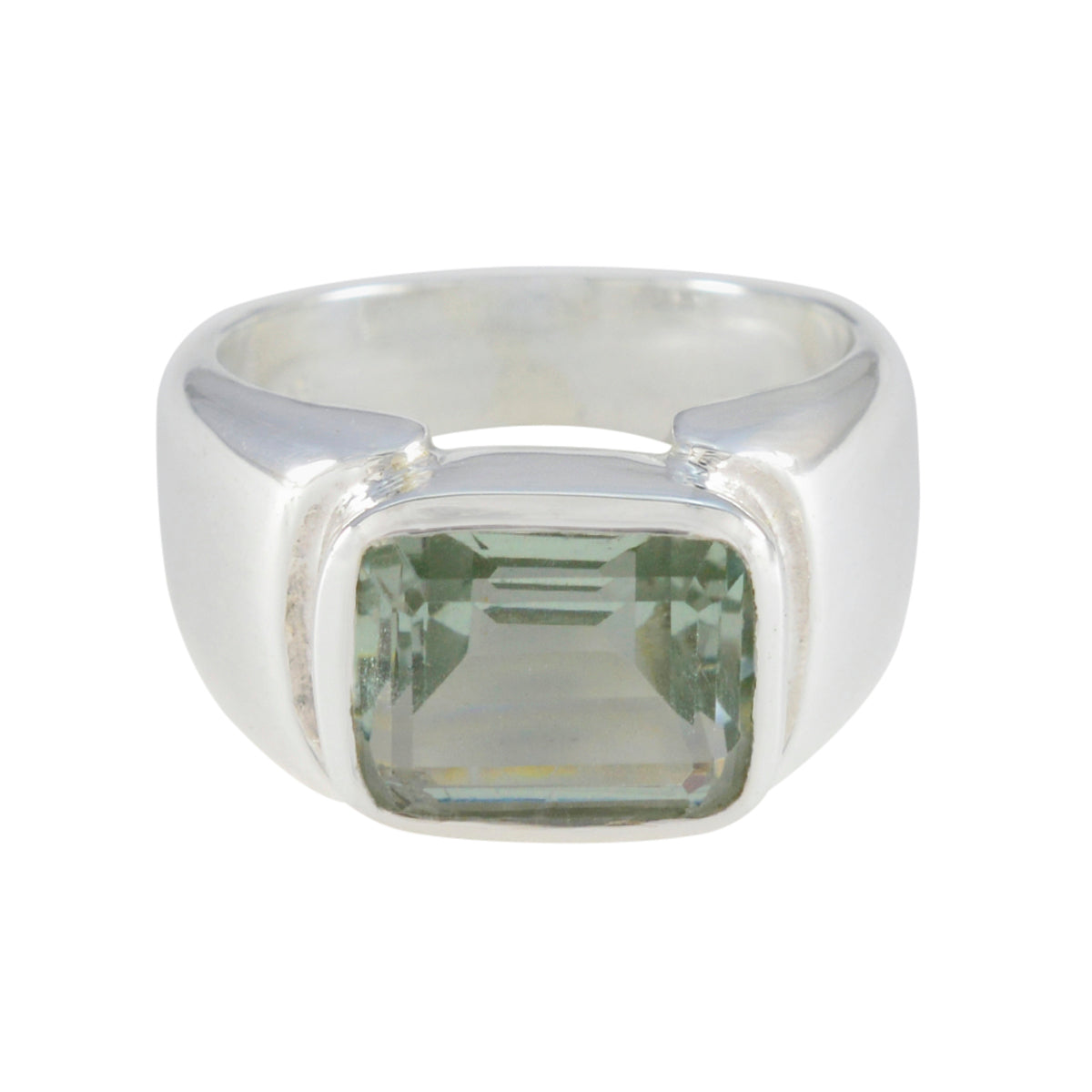 Green Amethyst Solitaire French 925 Sterling Silver Green Gemstones Essential  Abstract Ring Jewelry