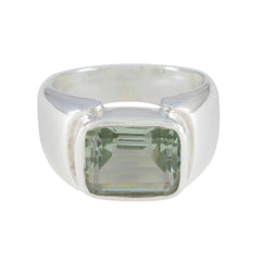 Green Amethyst Solitaire French 925 Sterling Silver Green Gemstones Essential  Abstract Ring Jewelry