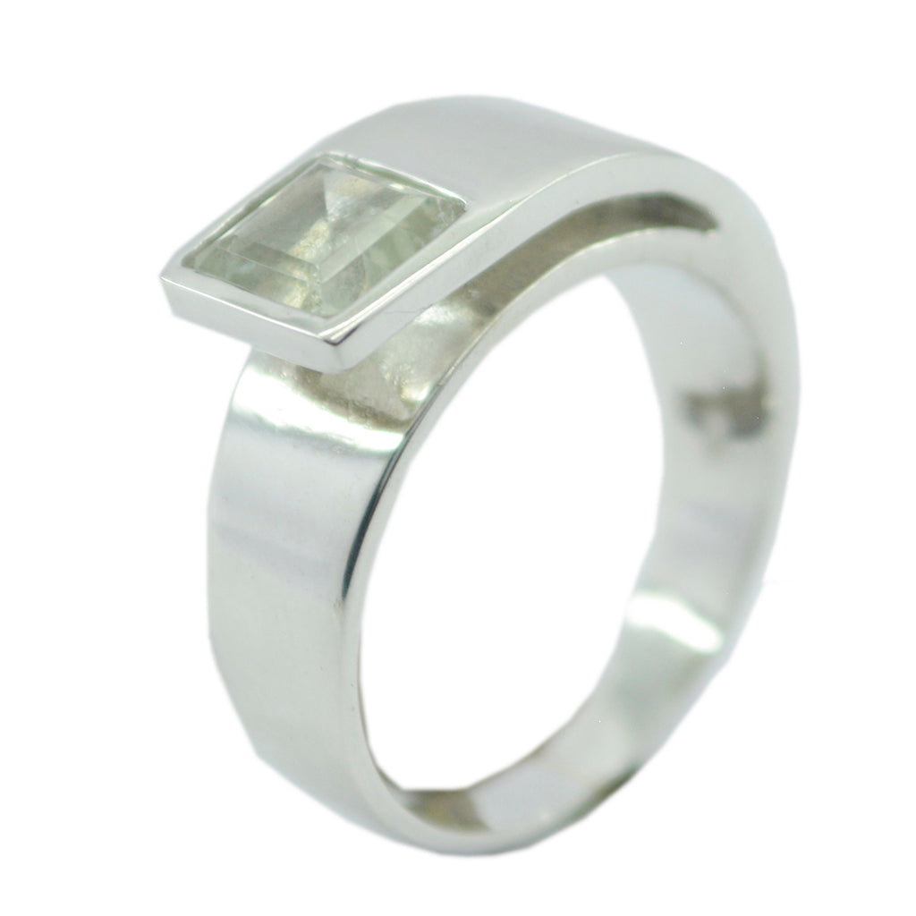 Green Amethyst Solitaire German Sterling Silver Green Gemstone Minimal Cultural Ring Jewellery