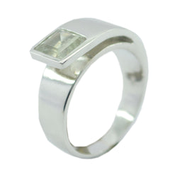 Green Amethyst Solitaire German Sterling Silver Green Gemstone Minimal Cultural Ring Jewellery