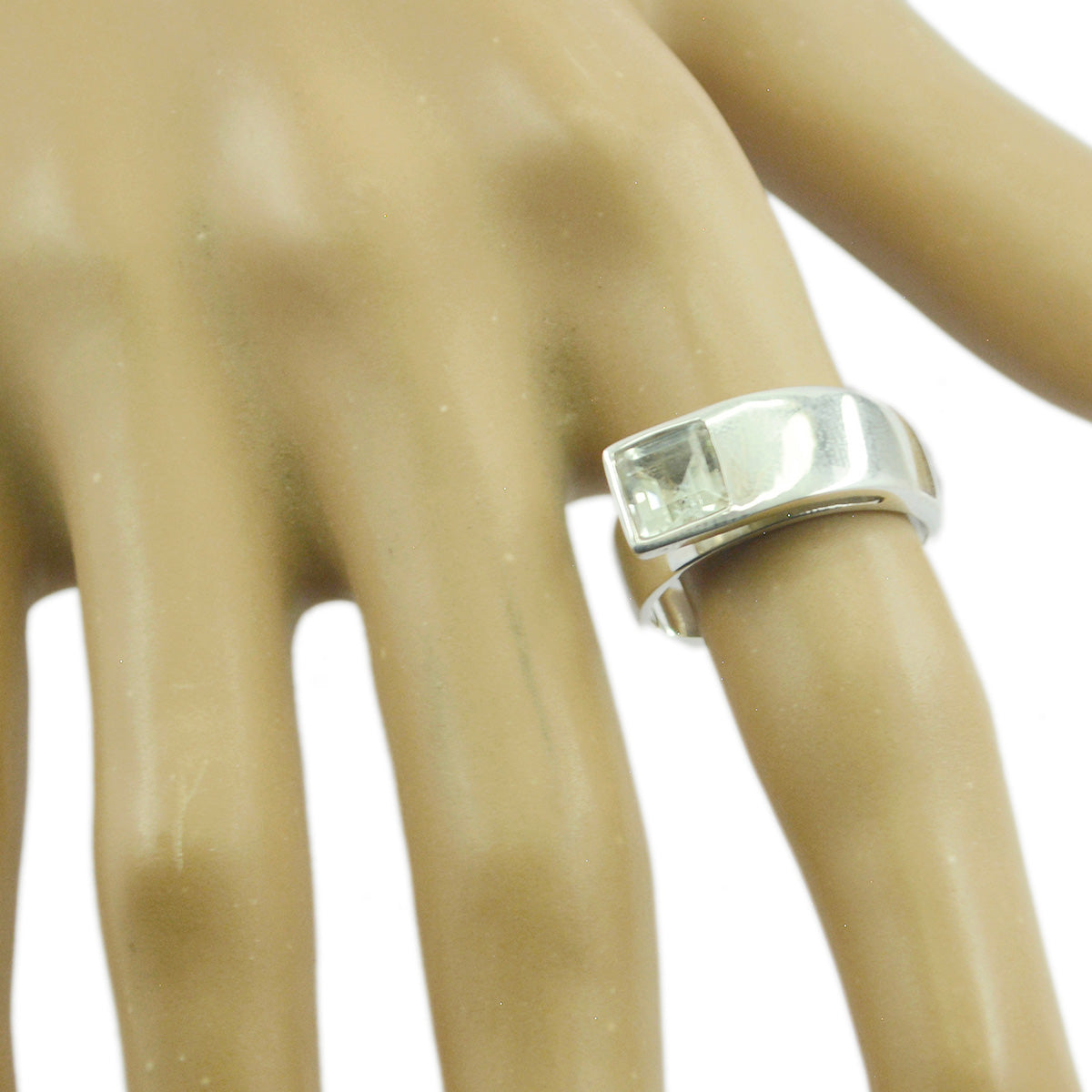 Green Amethyst Solitaire German Sterling Silver Green Gemstone Minimal Cultural Ring Jewellery