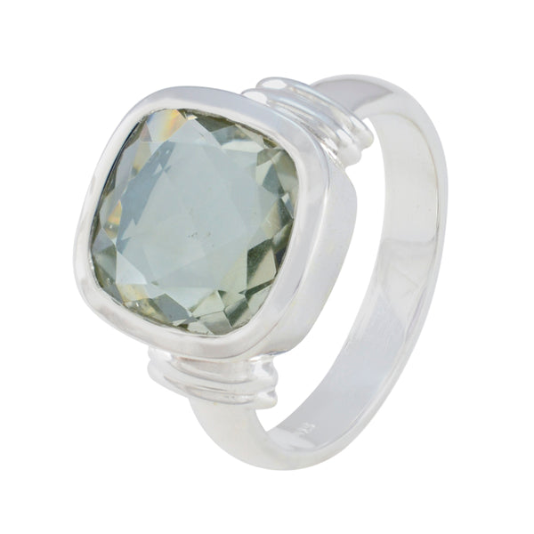 Green Amethyst Solitaire French 925 Sterling Silver Green Gemstones Eye catching Signet Ring Jewelry