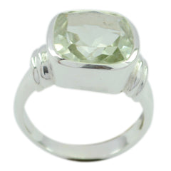 Green Amethyst Solitaire French 925 Sterling Silver Green Gemstones Eye catching Signet Ring Jewelry