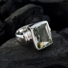 Green Amethyst Solitaire Indian 92.5 Silver Green Gemstones Eye catching Armor Ring Jewellery