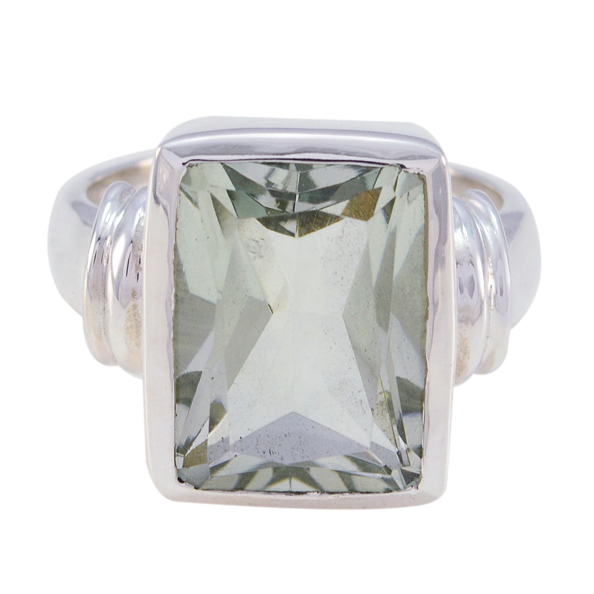 Bague indienne en argent 92,5 avec solitaire en améthyste verte et pierres précieuses vertes, bijou accrocheur Image secondaire du produit