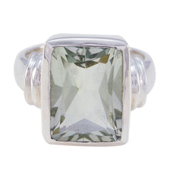 Green Amethyst Solitaire Indian 92.5 Silver Green Gemstones Eye catching Armor Ring Jewellery