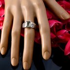 Green Amethyst Solitaire Indian Sterling Silver Green Gemstones Featherlight Cultural Ring Jewelry