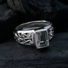 Green Amethyst Solitaire Indian Sterling Silver Green Gemstones Featherlight Cultural Ring Jewelry