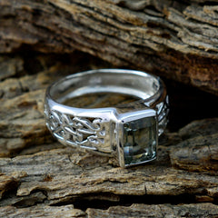 Green Amethyst Solitaire Indian Sterling Silver Green Gemstones Featherlight Cultural Ring Jewelry