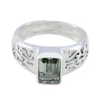 Green Amethyst Solitaire Indian Sterling Silver Green Gemstones Featherlight Cultural Ring Jewelry