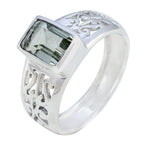 Green Amethyst Solitaire Indian Sterling Silver Green Gemstones Featherlight Cultural Ring Jewelry