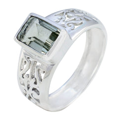 Green Amethyst Solitaire Indian Sterling Silver Green Gemstones Featherlight Cultural Ring Jewelry