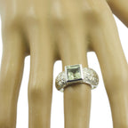 Green Amethyst Solitaire Indian Silver Green Gems Eye catching Art Deco Ring Jewellery