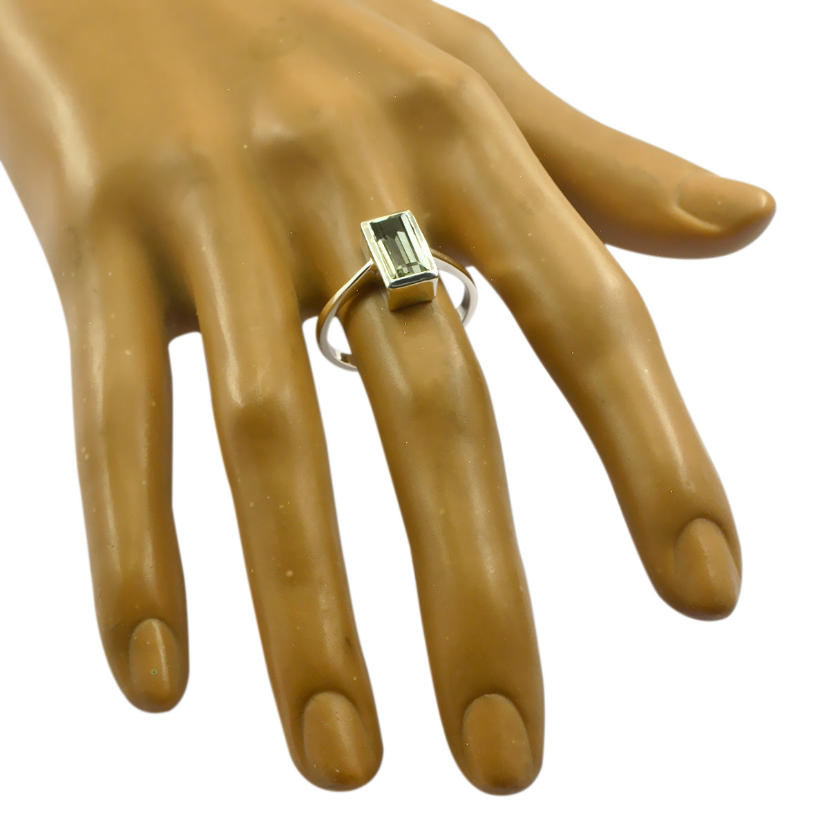 Groene amethist solitaire Duits 925 zilver groene edelsteen vederlichte culturele ring sieraden Secundaire afbeelding