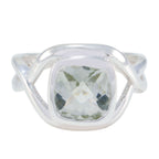 Green Amethyst Solitaire German 925 Silver Green Gemstones Classic Modern Ring Jewelry