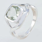 Green Amethyst Solitaire German 925 Silver Green Gemstones Classic Modern Ring Jewelry
