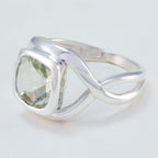 Green Amethyst Solitaire German 925 Silver Green Gemstones Classic Modern Ring Jewelry