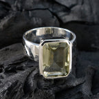 Green Amethyst Solitaire Italian 92.5 Silver Green Gems Edgy Modern Ring Jewellery