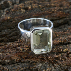 Green Amethyst Solitaire Italian 92.5 Silver Green Gems Edgy Modern Ring Jewellery