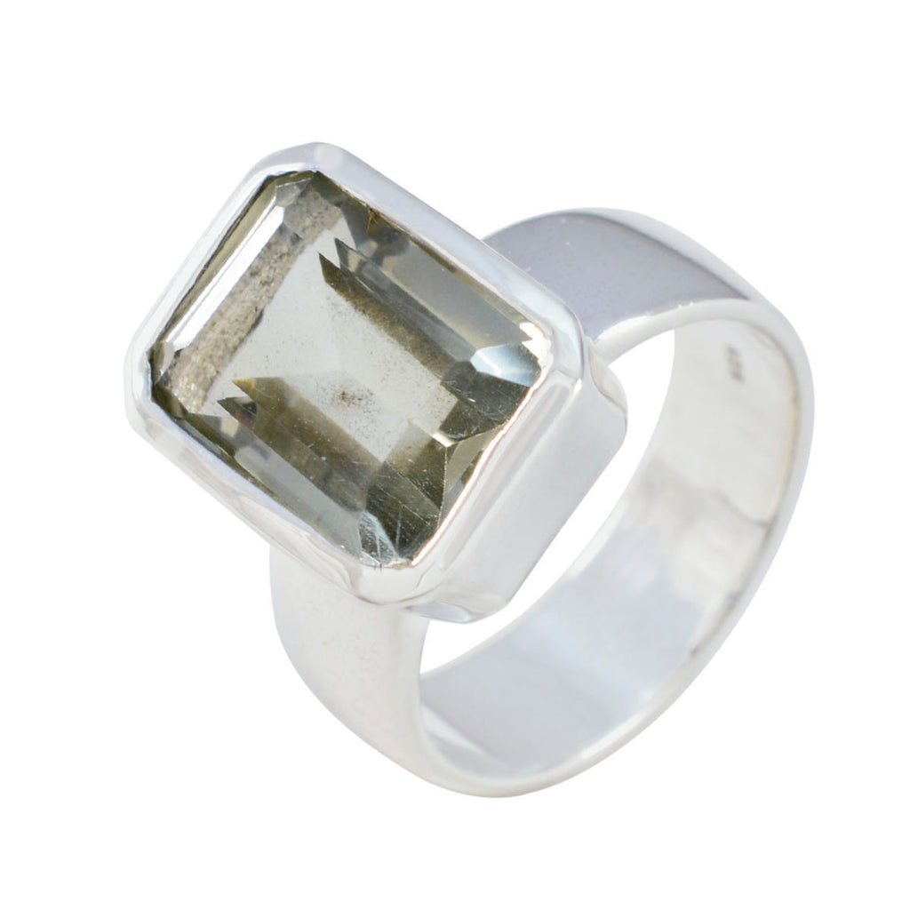 Green Amethyst Solitaire Italian 92.5 Silver Green Gems Edgy Modern Ring Jewellery