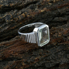 Grüner Amethyst Solitär, indischer 925 Sterling Silber, grüner Edelstein, vielseitiger moderner Ringschmuck