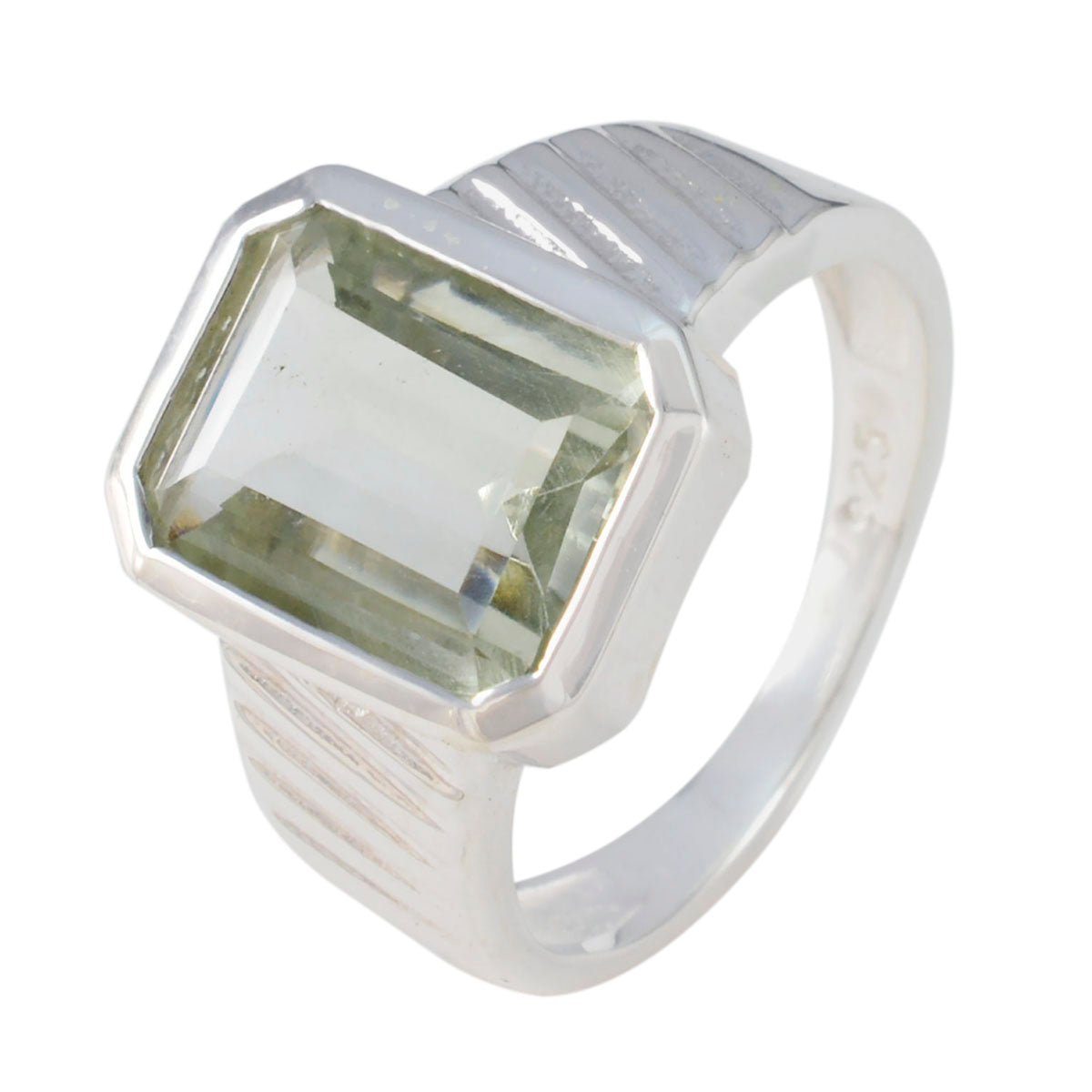 Green Amethyst Solitaire Indian 925 Sterling Silver Green Gemstone Versatile Modern Ring Jewellery Secondary image