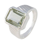 Green Amethyst Solitaire Indian 925 Sterling Silver Green Gemstone Versatile Modern Ring Jewellery